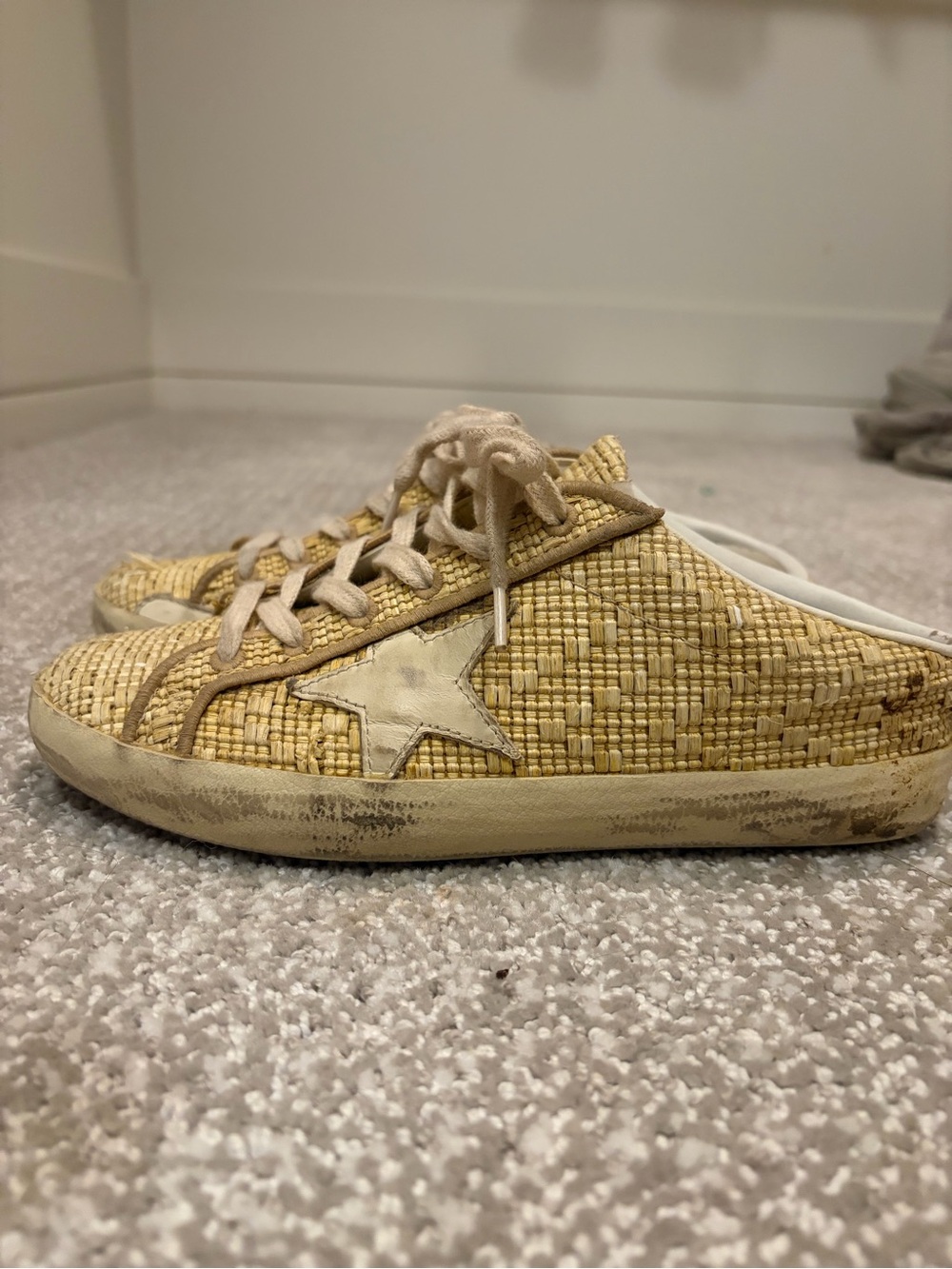 Golden Goose Beige Raffia Star Slip-On Sneaker NM Exclusive 2025 RARE - Picture 13 of 15